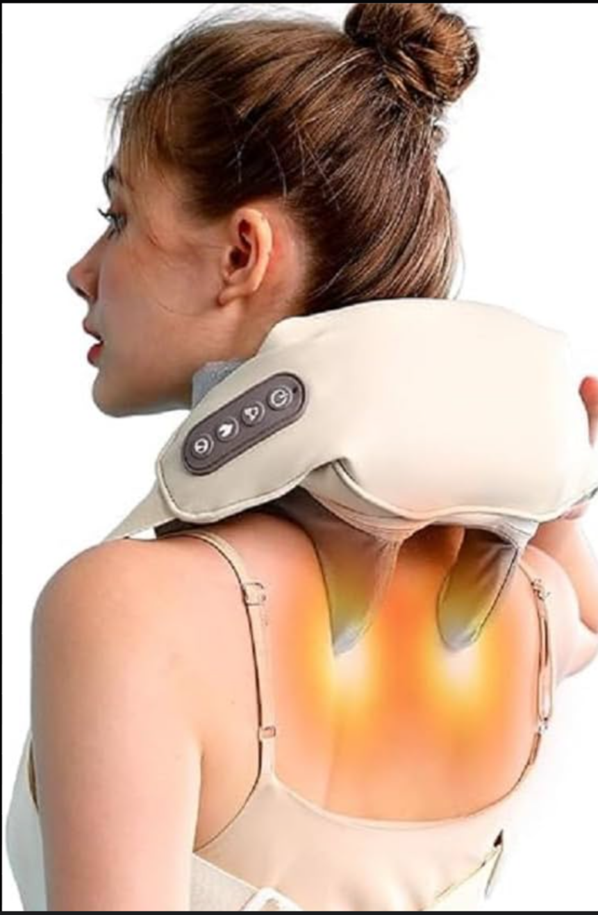 Heated Shiatsu Neck & Shoulder Massager with Deep Kneading and Adjustable Intensity