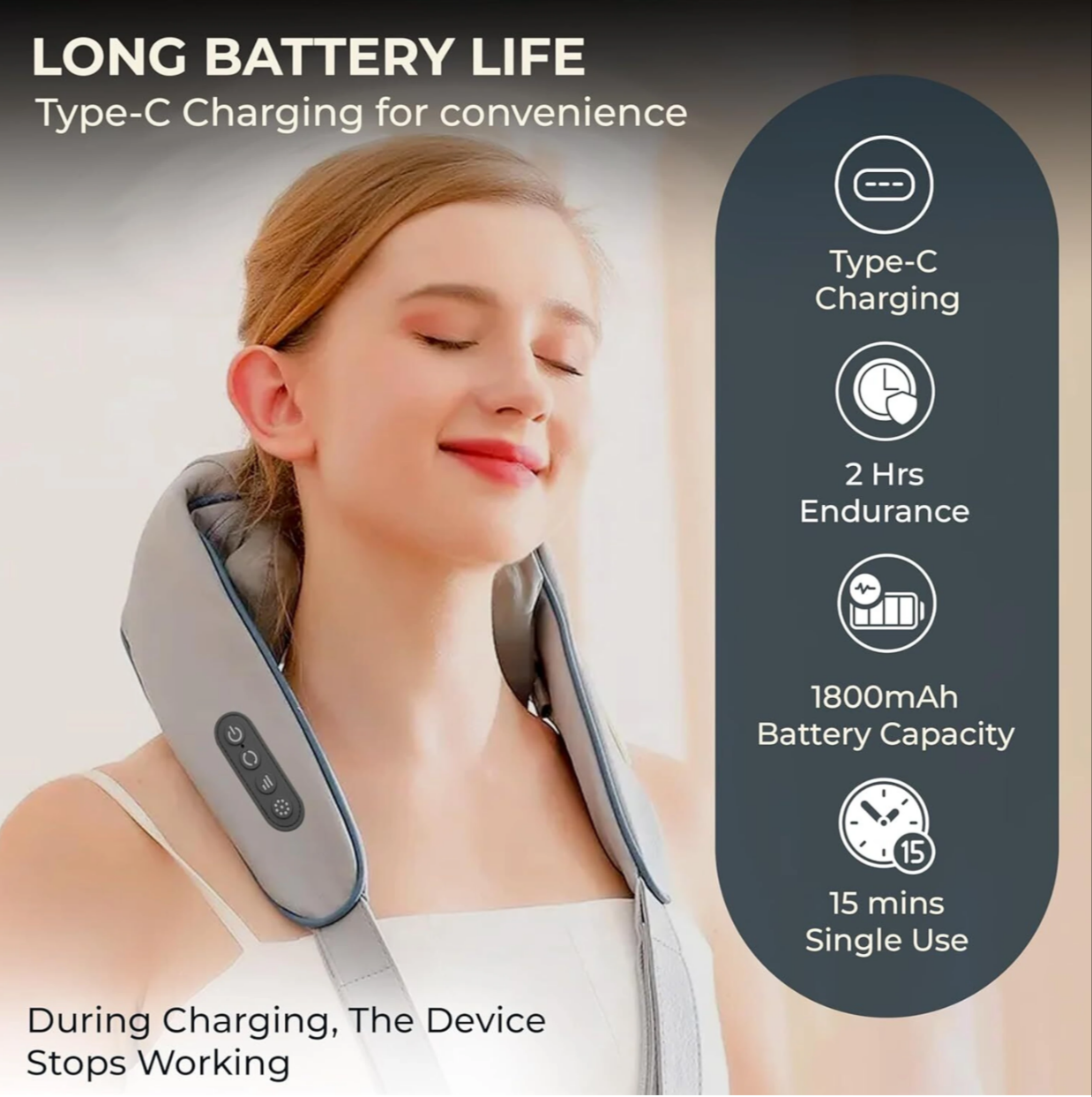 Heated Shiatsu Neck & Shoulder Massager with Deep Kneading and Adjustable Intensity