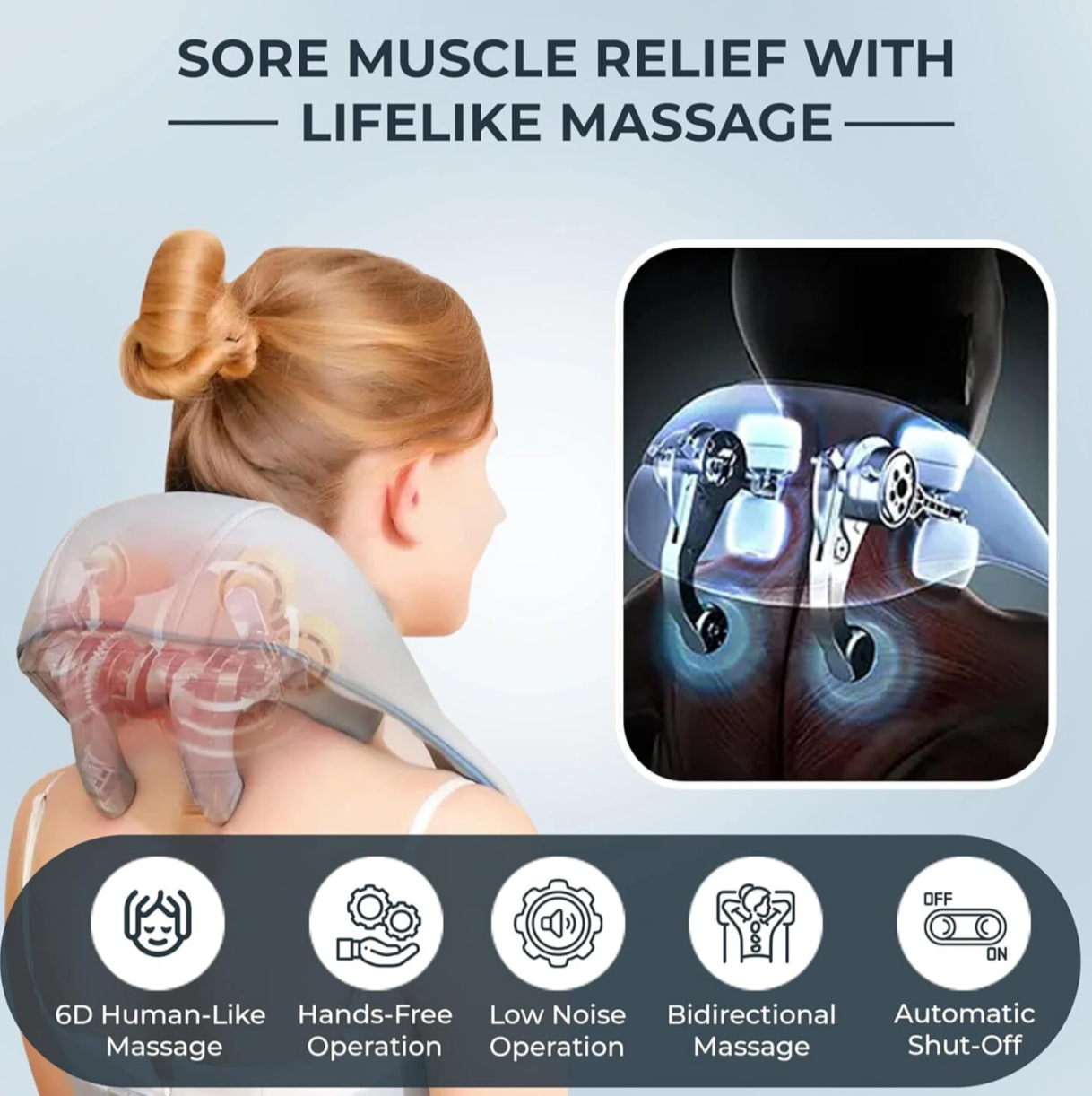 Heated Shiatsu Neck & Shoulder Massager with Deep Kneading and Adjustable Intensity