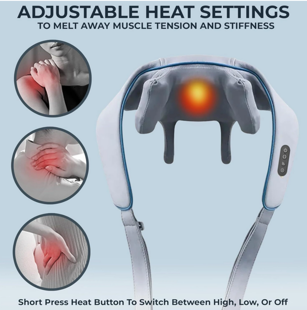 Heated Shiatsu Neck & Shoulder Massager with Deep Kneading and Adjustable Intensity