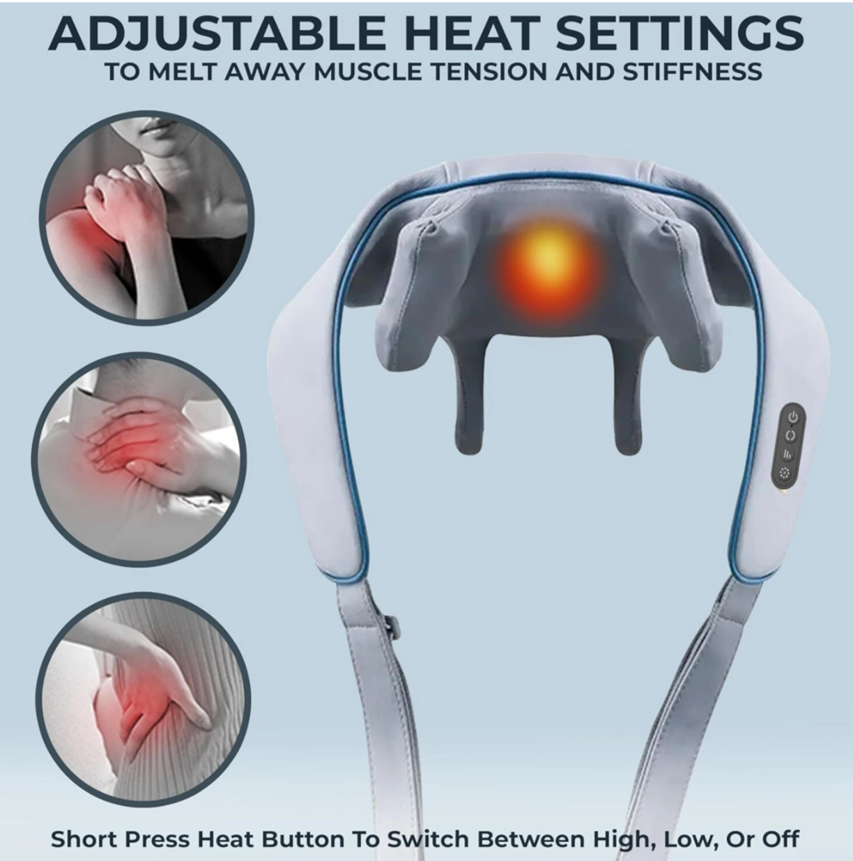 Heated Shiatsu Neck & Shoulder Massager with Deep Kneading and Adjustable Intensity